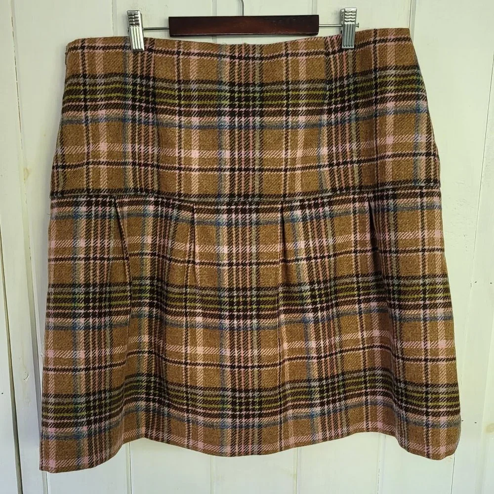 Boden British Tweed by Moon Pleated Wool Skirt Size 14L - Picture 8 of 10